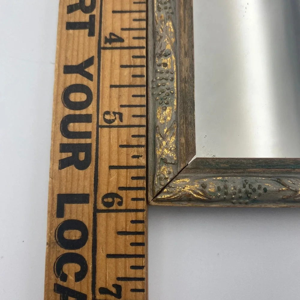Vintage Ornate Gold Gilt Wood Frame Square Wall Mirror Floral Relief‎ 6x6